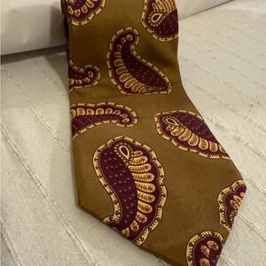 Christian Dior Gold and Brown Paisley Tie